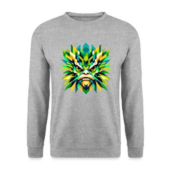 Geometric Kappa: Japanese Mythology Art - Unisex Sweatshirt - salt & pepper - Front - Alina (178cm) & Michal (187cm)