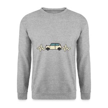 Car - Car - Heartbeat - Bus - Style - Unisex Sweatshirt - salt & pepper - Front - Alina (178cm) & Michal (187cm)