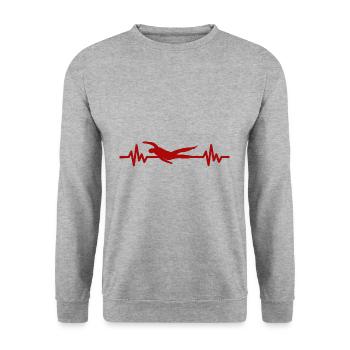 Heartbeat Swimmer - Diver Water Sports Athlete - Unisex Sweatshirt - salt & pepper - Front - Alina (178cm) & Michal (187cm)