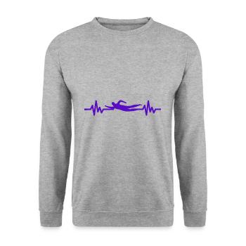 Heartbeat Swimmer - Diver Water Sports Athlete - Unisex Sweatshirt - salt & pepper - Front - Alina (178cm) & Michal (187cm)