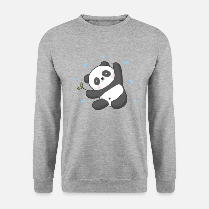 Pandabär - Unisex Pullover - Weißgrau meliert