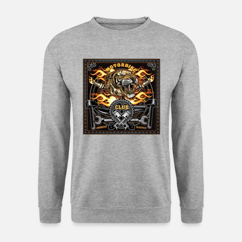 Tiger Biker - Unisex Pullover - Weißgrau meliert