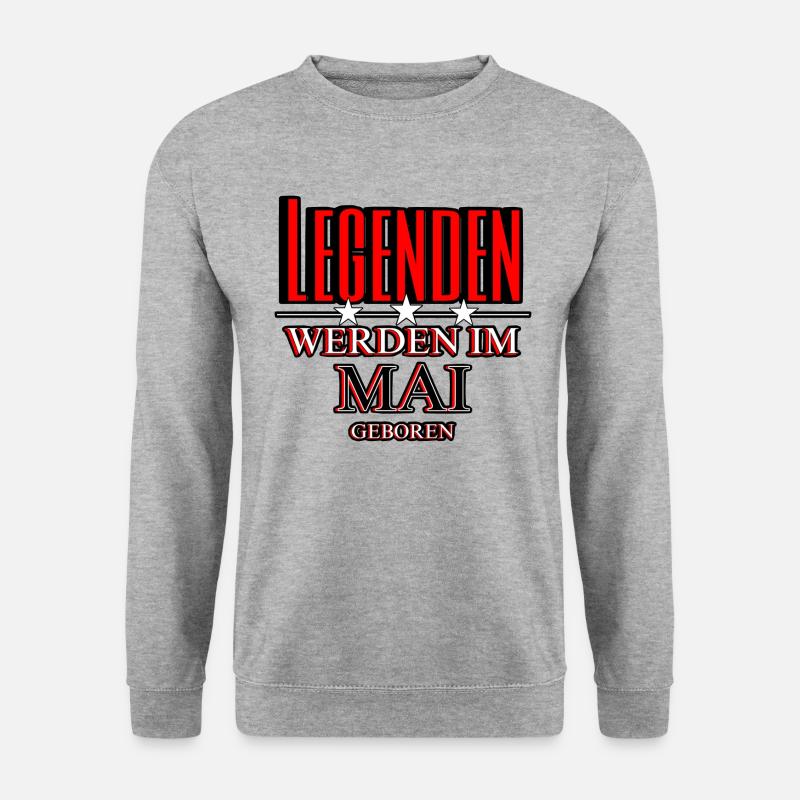Legenden werden im Mai geboren - Unisex Pullover - Weißgrau meliert