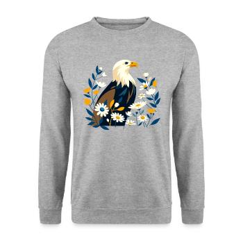 Eagle with flowers - Unisex Sweatshirt - salt & pepper - Front - Alina (178cm) & Michal (187cm)