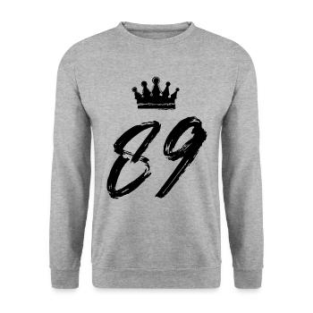 89 Number crown - Unisex Sweatshirt - salt & pepper - Front - Alina (178cm) & Michal (187cm)