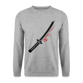 Icône d’épée de samouraï - Sweat-shirt Unisexe - gris chiné - Devant - Alina (178cm) & Michal (187cm)