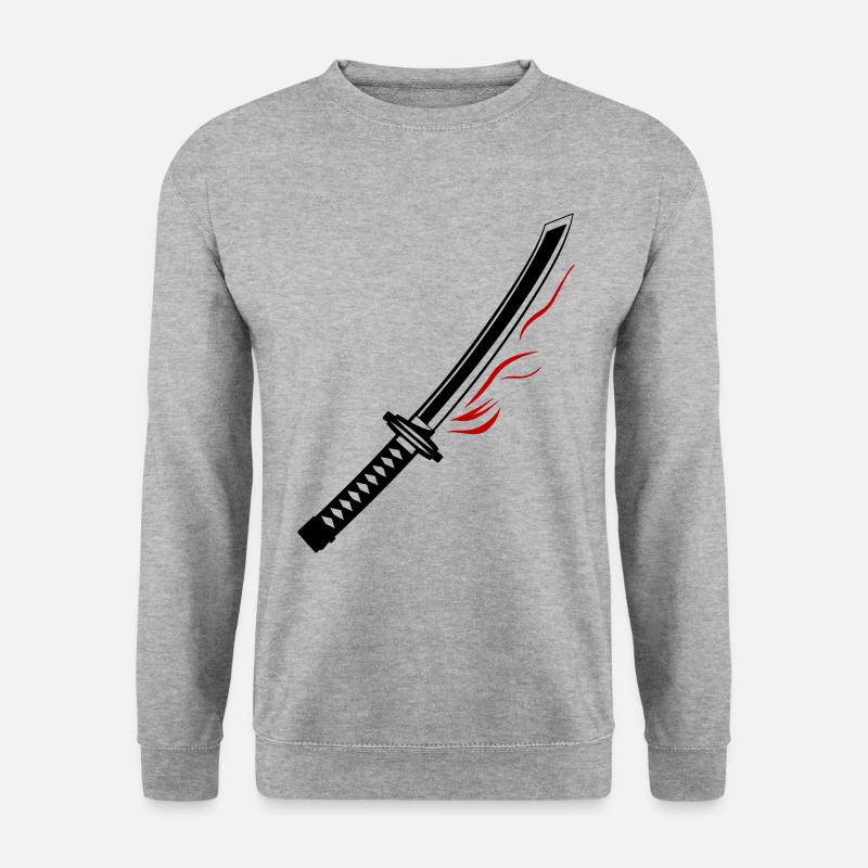 Samurai Schwert Icon - Unisex Pullover - Weißgrau meliert