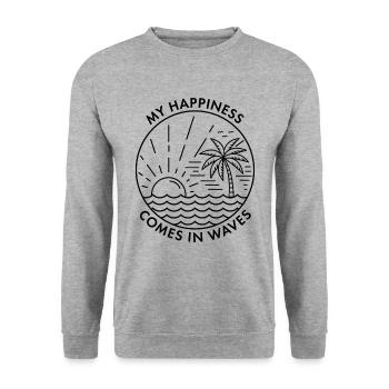 Mon bonheur vient par vagues - Sweat-shirt Unisexe - gris chiné - Devant - Alina (178cm) & Michal (187cm)