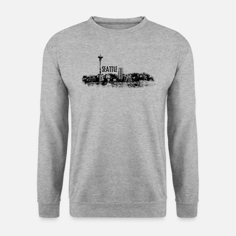 Seattle Skyline Panorama Space Needle - Unisex Pullover - Weißgrau meliert