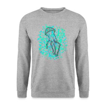 Jellyfishh GeomeTRIX bunt - Unisex Pullover - Weißgrau meliert - Vorne - Alina (178cm) & Michal (187cm)