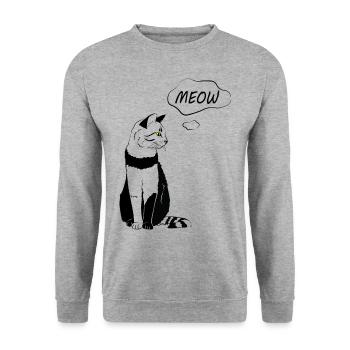 Cute Cat Meow - Unisex Sweatshirt - salt & pepper - Front - Alina (178cm) & Michal (187cm)