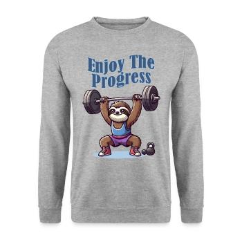 Sloth Enjoy The progress Funny Animals - Unisex Sweatshirt - salt & pepper - Front - Alina (178cm) & Michal (187cm)