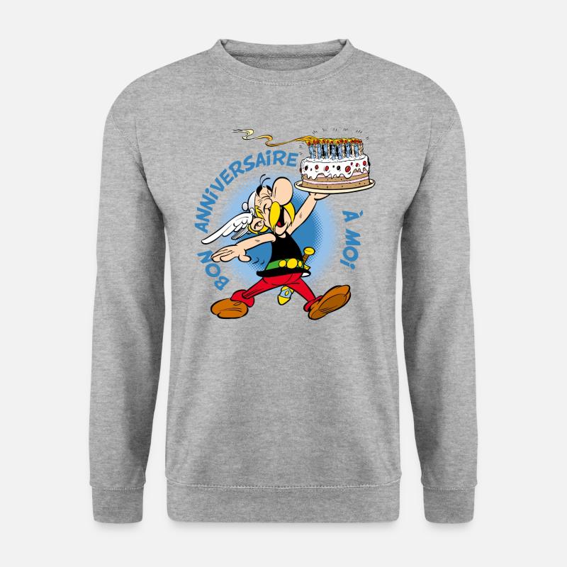 Asterix & Obelix Asterix Geburtstagstorte Design - Unisex Pullover - Weißgrau meliert
