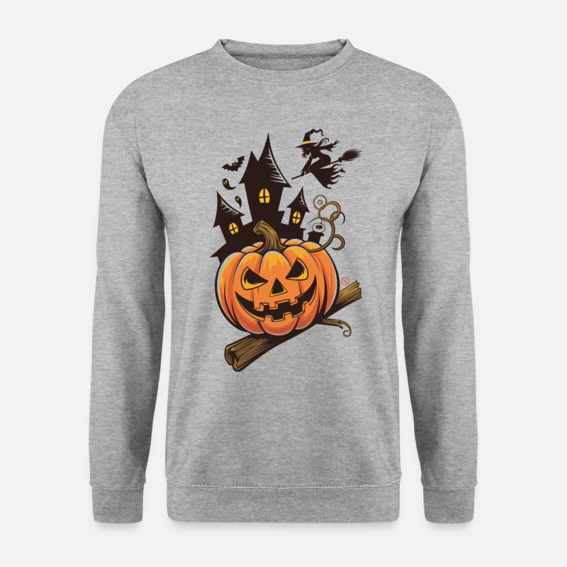 Halloween Kürbis - Unisex Pullover - Weißgrau meliert