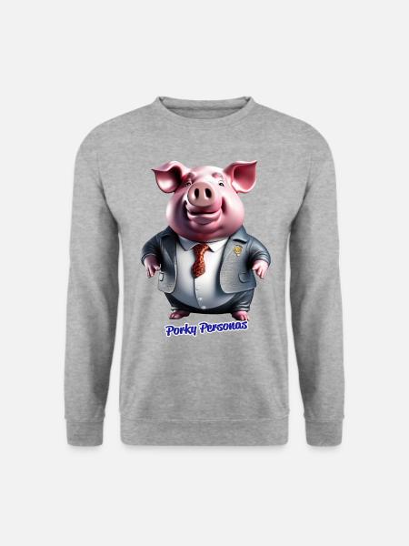 Schweinefleischige Persönlichkeiten. Lustige Schweine-Charaktere - Unisex Pullover - Weißgrau meliert