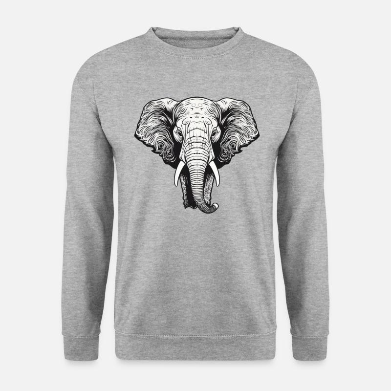 Elefant - Unisex Pullover - Weißgrau meliert