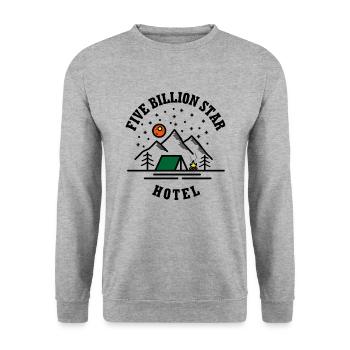 Camping Design Camping Hotel im Zelt-Design - Unisex Pullover - Weißgrau meliert - Vorne - Alina (178cm) & Michal (187cm)