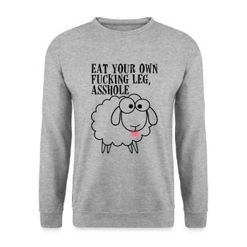 Mangez votre propre trou du cul baise drôle Vegan impertinent - Sweat-shirt Unisexe - gris chiné - Devant - Alina (178cm) & Michal (187cm)