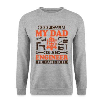 Gardez votre calme mon père est un ingénieur qu'il peut réparer - Sweat-shirt Unisexe - gris chiné - Devant - Alina (178cm) & Michal (187cm)