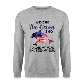 Dans l'océan, je vais perdre mon esprit, trouver mon âme - Sweat-shirt Unisexe - gris chiné - Devant - Alina (178cm) & Michal (187cm)