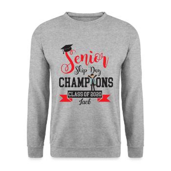 Personalized Senior Men Senior Skip Day Champions - Unisex Sweatshirt - salt & pepper - Front - Alina (178cm) & Michal (187cm)