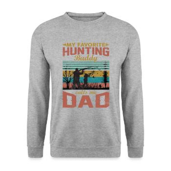 Mon copain de chasse préféré m'appelle papa - Sweat-shirt Unisexe - gris chiné - Devant - Alina (178cm) & Michal (187cm)