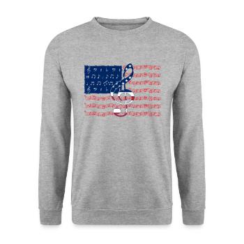 Musician American Flag Musical Notes T Shirt - Unisex Pullover - Weißgrau meliert - Vorne - Alina (178cm) & Michal (187cm)