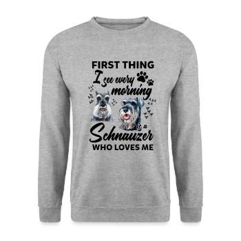 First Thing I See Every Morning Is A Schnauzer - Unisex Sweatshirt - salt & pepper - Front - Alina (178cm) & Michal (187cm)
