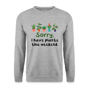 Désolé j'ai des plantes ce week-end T-shirt - Sweat-shirt Unisexe - gris chiné - Devant - Alina (178cm) & Michal (187cm)