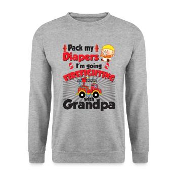 Pack My Diapers I'm Going To Firefighting Grandpa - Unisex Sweatshirt - salt & pepper - Front - Alina (178cm) & Michal (187cm)