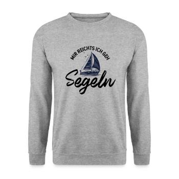 Mir reichts ich geh Segeln Seemann Seefahrer - Unisex Pullover - Weißgrau meliert - Vorne - Alina (178cm) & Michal (187cm)