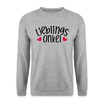 Lieblingsonkel Bester Onkel Geschenk Neffe Nichte - Unisex Pullover - Weißgrau meliert - Vorne - Alina (178cm) & Michal (187cm)
