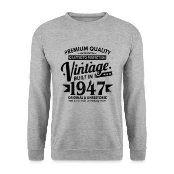 VINTAGE BUILT IN 1947 COOL 75. GEBURTSTAG GESCHENK - Unisex Pullover - Weißgrau meliert - Vorne - Alina (178cm) & Michal (187cm)