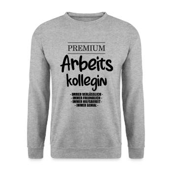 Lustiges Kollegin Arbeitskollegin Spruch für Kolle - Unisex Pullover - Weißgrau meliert - Vorne - Alina (178cm) & Michal (187cm)