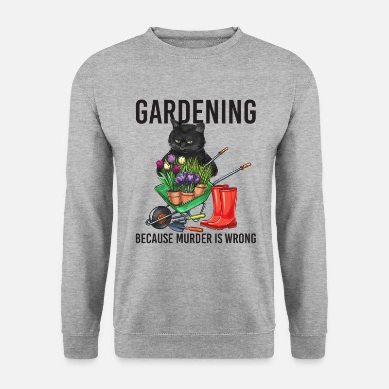 Gardening Because Murder Is Wrong - Unisex Pullover - Weißgrau meliert