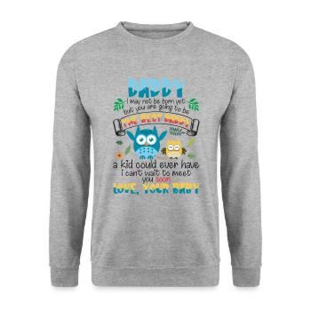 The Best Daddy Owls Bodysuit Father's Day - Unisex Pullover - Weißgrau meliert - Vorne - Alina (178cm) & Michal (187cm)