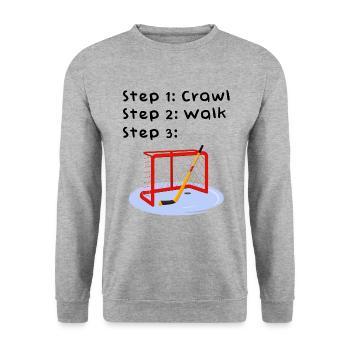 Crawl Walk Hockey Goalie Baby Bodysuit - Unisex Sweatshirt - salt & pepper - Front - Alina (178cm) & Michal (187cm)