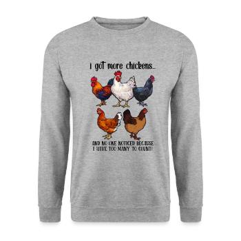 Chicken Farmer Chicken Mom - Unisex Pullover - Weißgrau meliert - Vorne - Alina (178cm) & Michal (187cm)