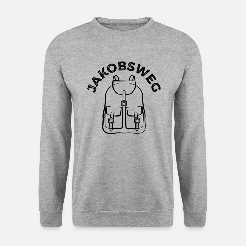Jakobsweg - Wandern - Pilgern - Wanderer, Pilgerer - Unisex Pullover - Weißgrau meliert