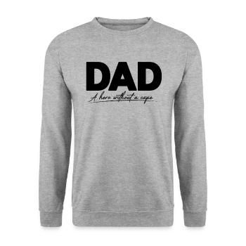 Papa A Hero Without A Cape Fathers Day - Sweat-shirt Unisexe - gris chiné - Devant - Alina (178cm) & Michal (187cm)