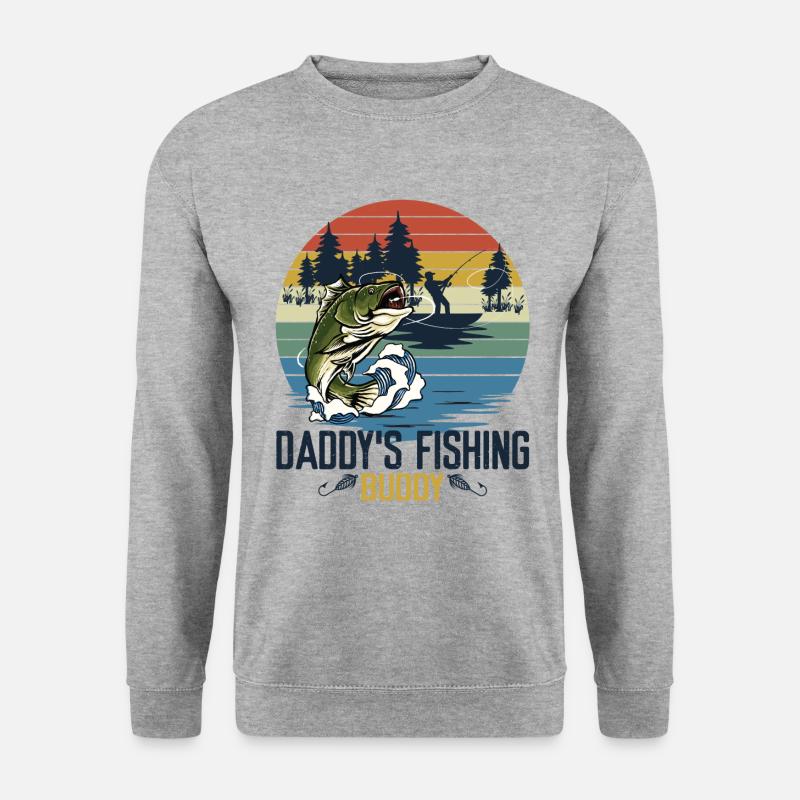 Daddy and Daddy's Fishing Buddy - Unisex Pullover - Weißgrau meliert