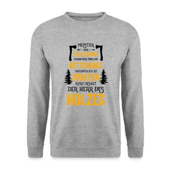 Meister der Falltechnik Herrscher über die Kettens - Unisex Pullover - Weißgrau meliert - Vorne - Alina (178cm) & Michal (187cm)