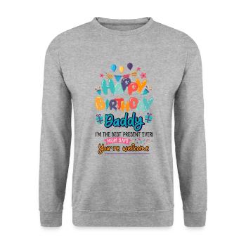Happy Birthday Daddy Baby Bodysuit - Unisex Sweatshirt - salt & pepper - Front - Alina (178cm) & Michal (187cm)