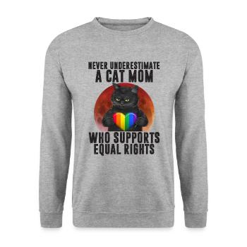 LGBT Cat Mom Support Equal Rights - Unisex Pullover - Weißgrau meliert - Vorne - Alina (178cm) & Michal (187cm)