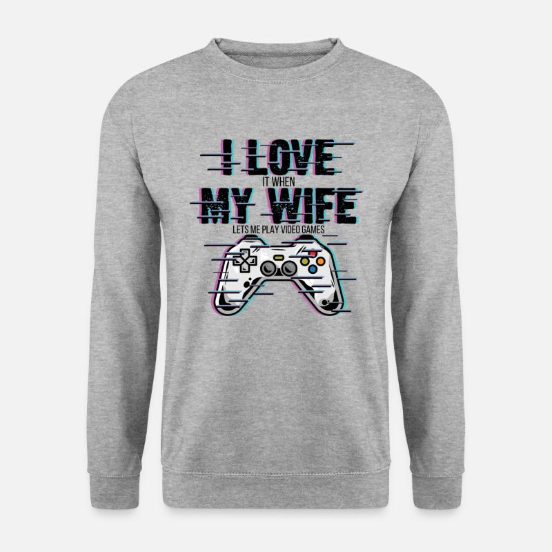 Gamer Husband - Unisex Pullover - Weißgrau meliert