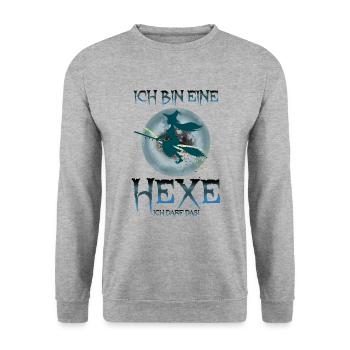 Ich Bin eine Hexe ich darf Das - Unisex Pullover - Weißgrau meliert - Vorne - Alina (178cm) & Michal (187cm)