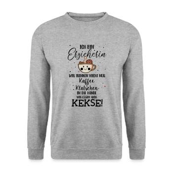 Ich bin Erzieherin, Kaffee und Klatschen, essen Ke - Unisex Pullover - Weißgrau meliert - Vorne - Alina (178cm) & Michal (187cm)