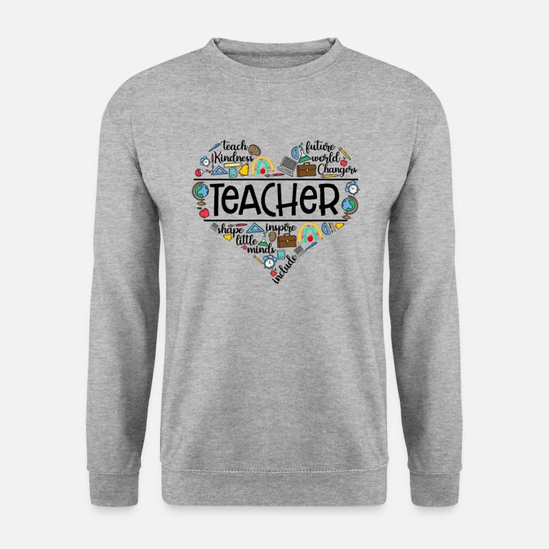 Teacher Heart Shape Teach Inspire Include - Unisex Pullover - Weißgrau meliert