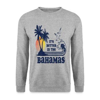It's Better in the Bahamas Vintage 80s 70s T-Shirt - Unisex Sweatshirt - salt & pepper - Front - Alina (178cm) & Michal (187cm)