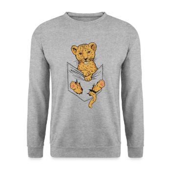 Bébé lion dans un sac - Sweat-shirt Unisexe - gris chiné - Devant - Alina (178cm) & Michal (187cm)
